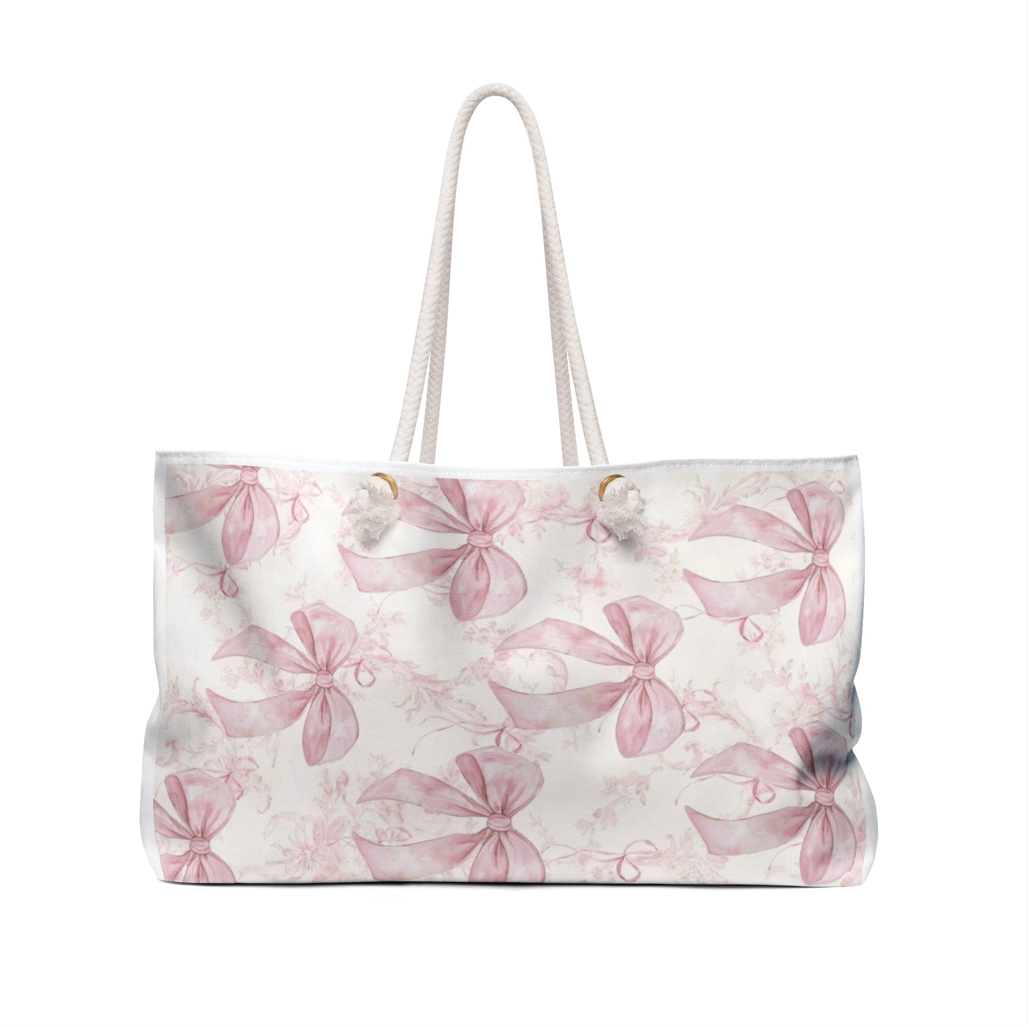 Chic Pink Ribbon Weekender Bag, Stylish Tote for Travel, Durable Overnight Bag, Perfect Gift for Her, Floral Storage Bag