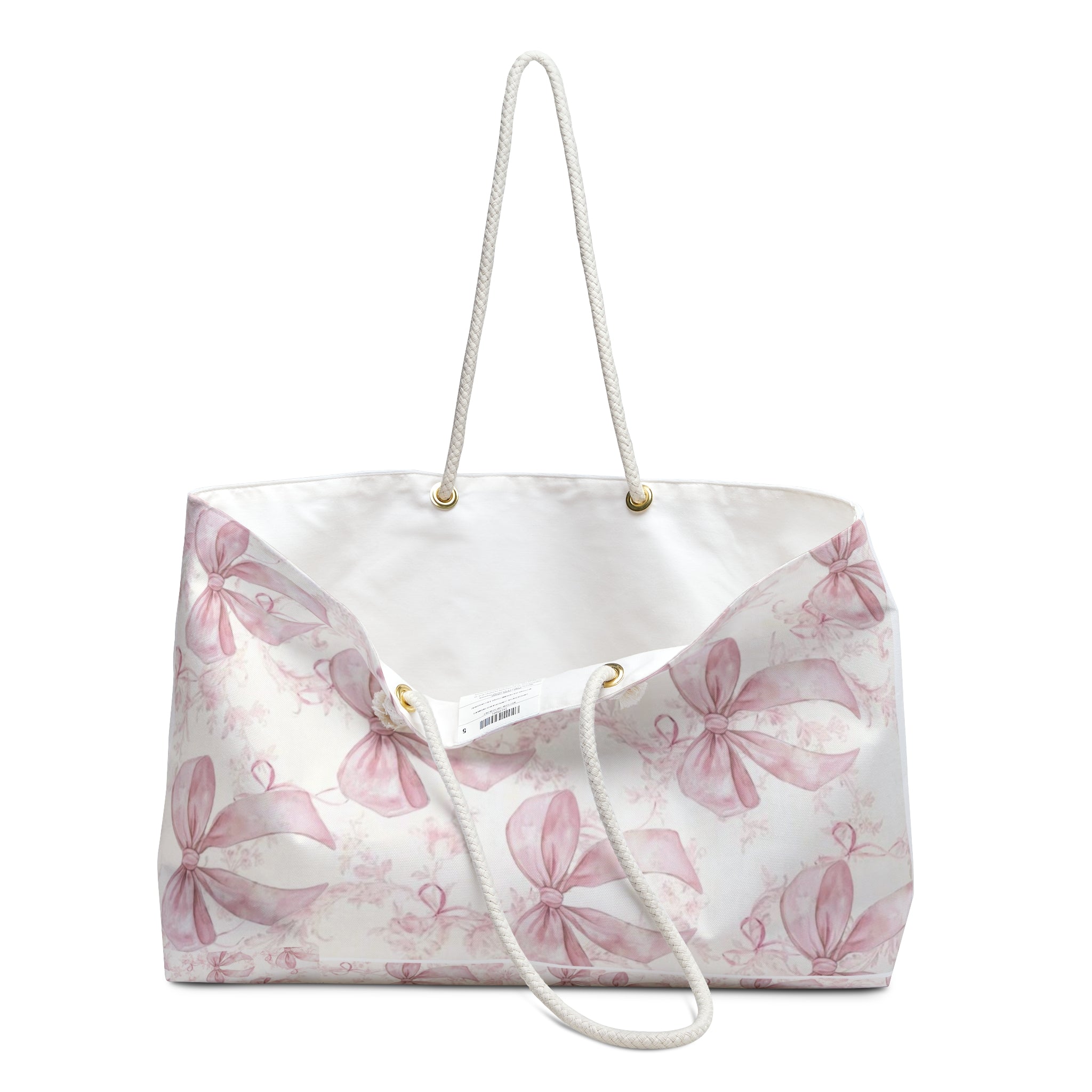Chic Pink Ribbon Weekender Bag, Stylish Tote for Travel, Durable Overnight Bag, Perfect Gift for Her, Floral Storage Bag