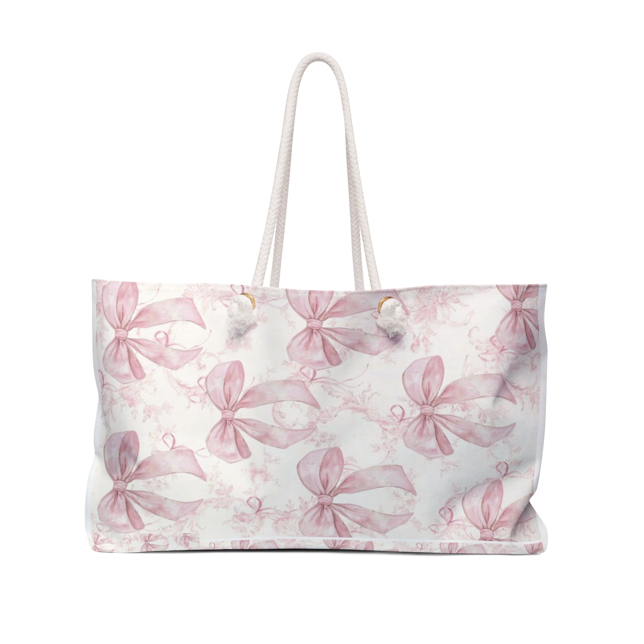 Chic Pink Ribbon Weekender Bag, Stylish Tote for Travel, Durable Overnight Bag, Perfect Gift for Her, Floral Storage Bag